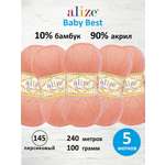 Пряжа для вязания Alize baby best бамбук акрил с эффектом антипиллинг 100 г 240 м 145 персиковый 5 мотков