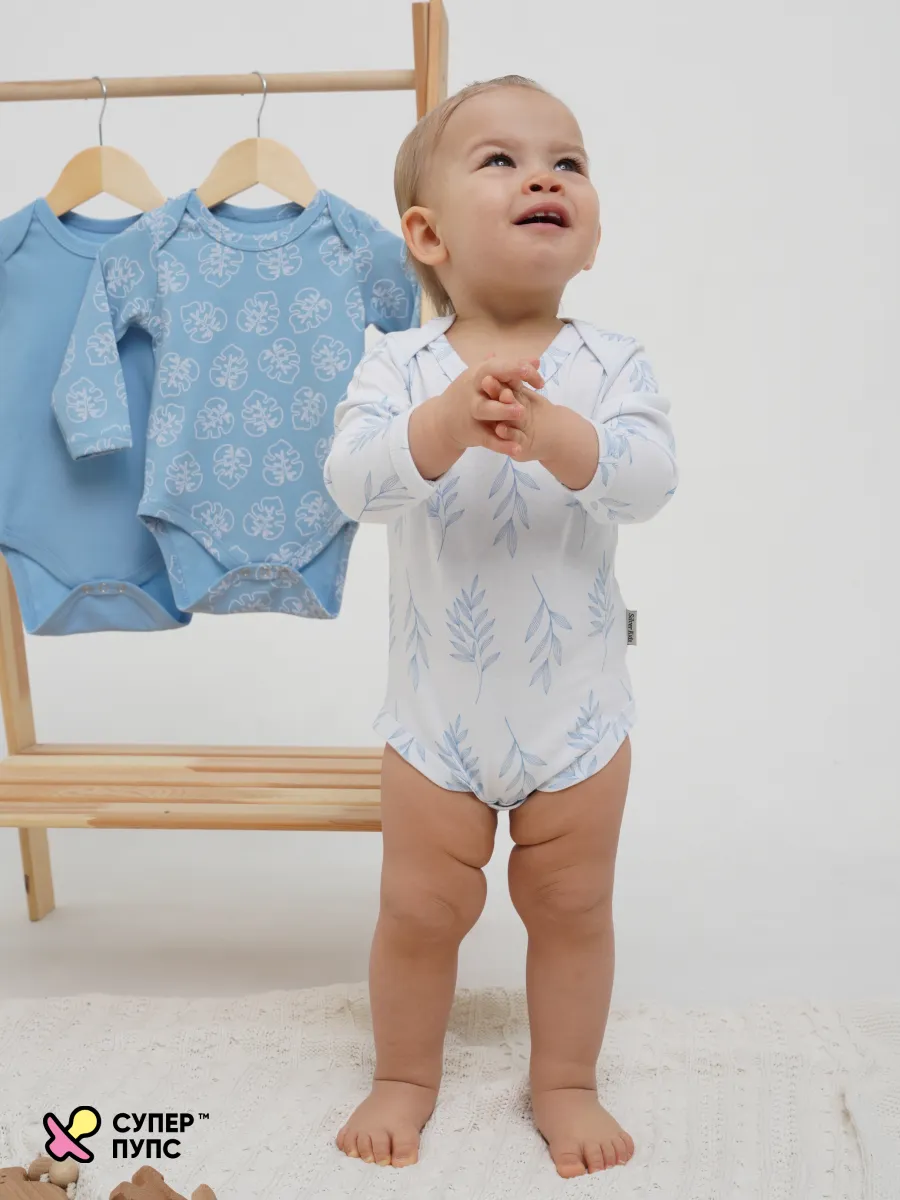 Боди 3 шт Супер Пупс нбр/3пр/бд/sk20/синийлисточкиветочки - фото 24