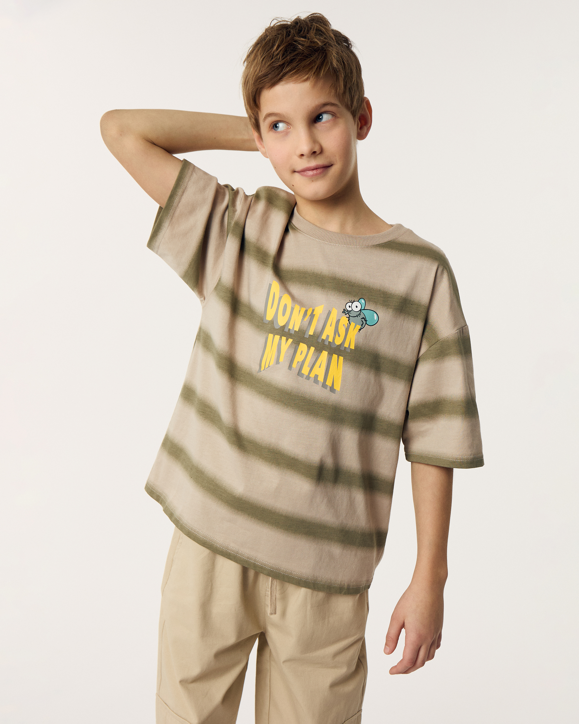 Изображение товара Futurino Fashion: футболка для мальчика 146, хлопок, принт Don't ask my plan