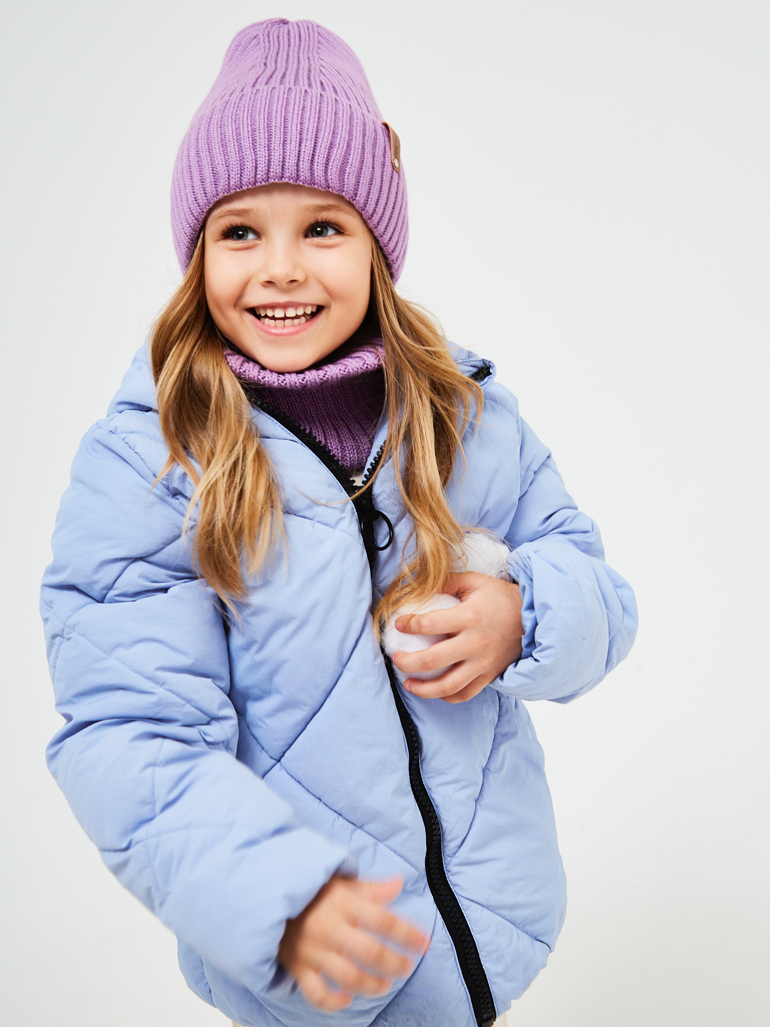 Шапка и снуд NYCkids NYC-H-53-poloski-lilac - фото 11