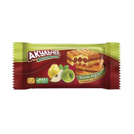 Вафли венские Акульчев с грушей и яблоком 100г