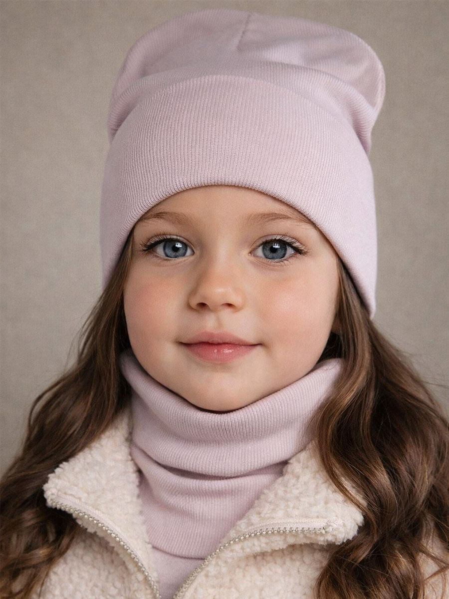 Шапка и снуд ПриКиндер U-Sp24554 Цвет: Розовый тауп - фото 1
