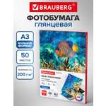 Фотобумага Brauberg глянцевая для печати фото большого формата 50 листов А3