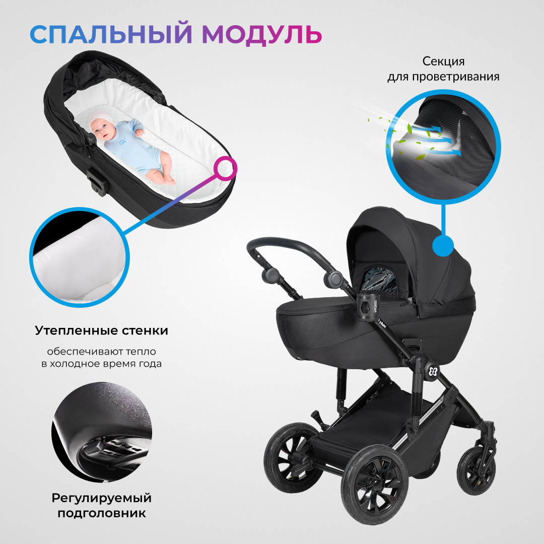 Коляска 3в1 Farfello Molly Pro черный - фото 6