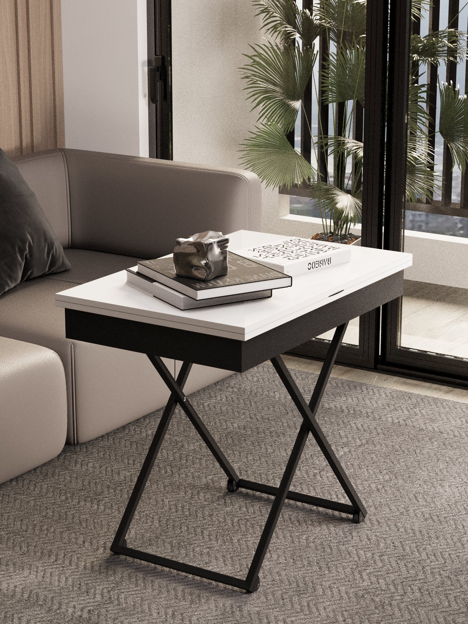 Стол-трансформер КАЛИФОРНИЯ МЕБЕЛЬ Андрэ Loft ЛДСП Белый Черный - фото 29