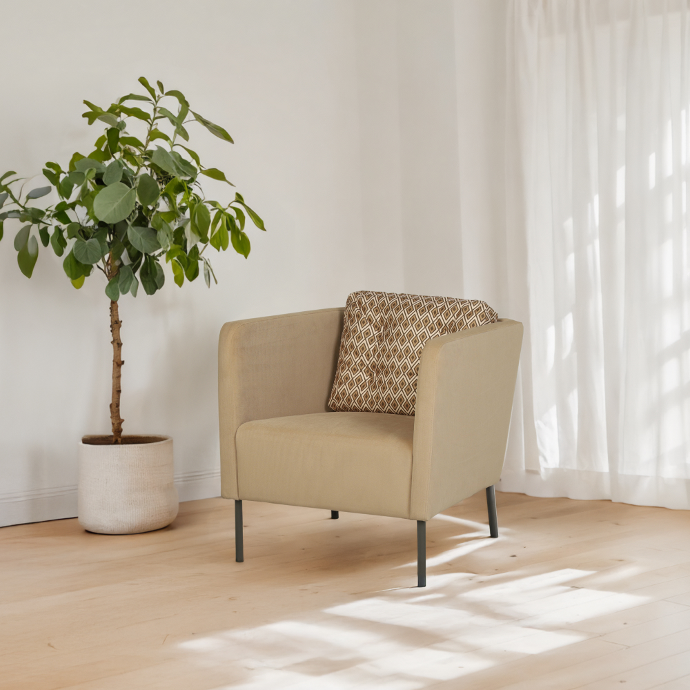 Мягкое кресло IKEA Экера 71х74х71 см бежевый велюр - фото 16