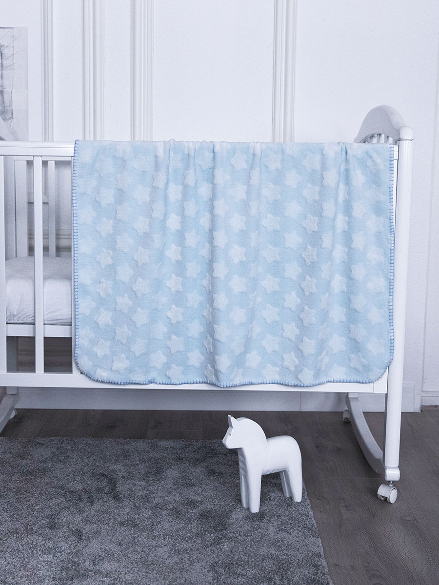 Плед Baby Nice голубой велсофт 75 x 100 см - фото 4