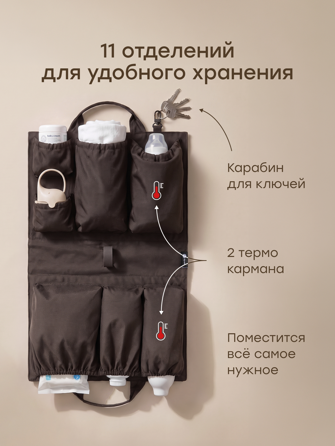 Вкладыш Happy Baby универсальная коричневая 40097_brown - фото 3