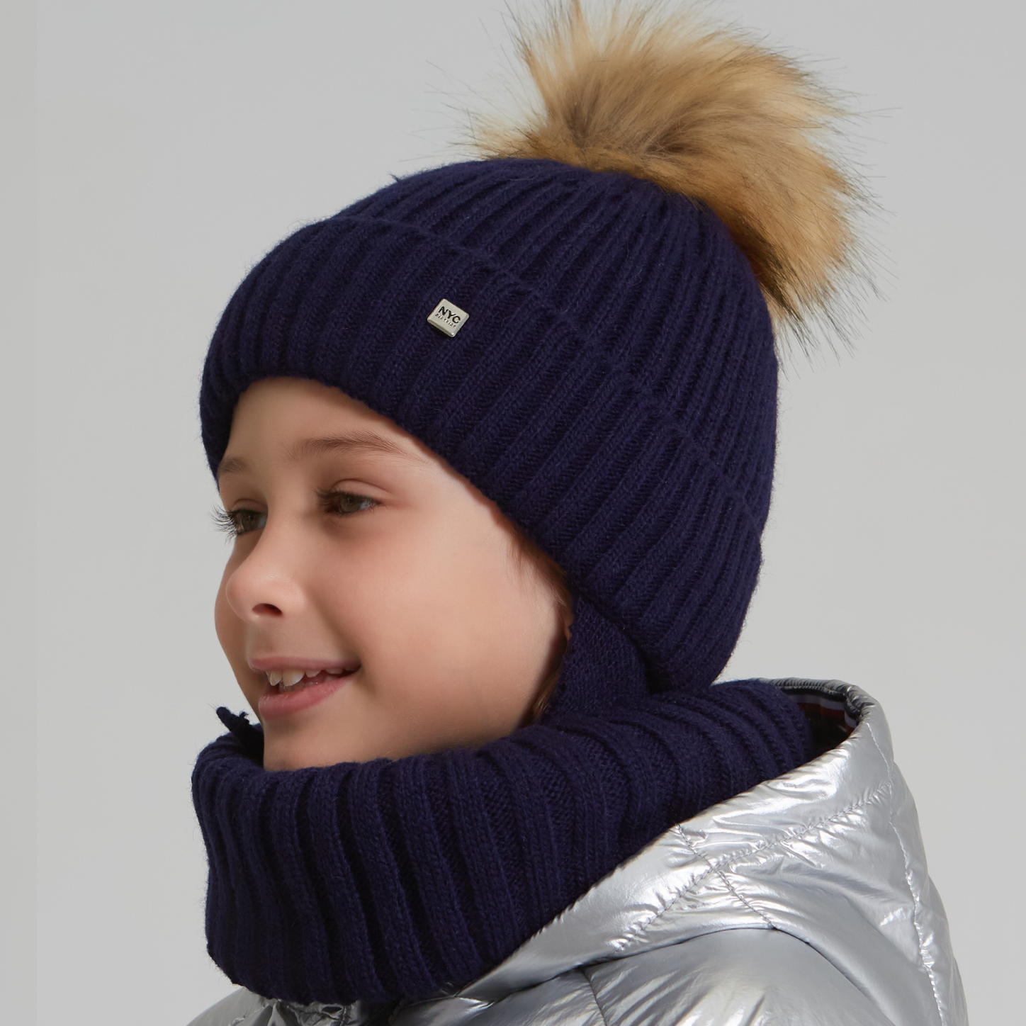 Шапка и снуд KUBRIO KU-H-112-FurPomREB-Dblue - фото 6