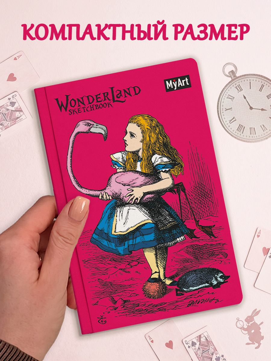 Блокнот Проф-Пресс скетчбук Wonderland комплект из 2 шт по 64 л 116х180 мм Алиса с фламинго+Шалтай-Болтай - фото 2