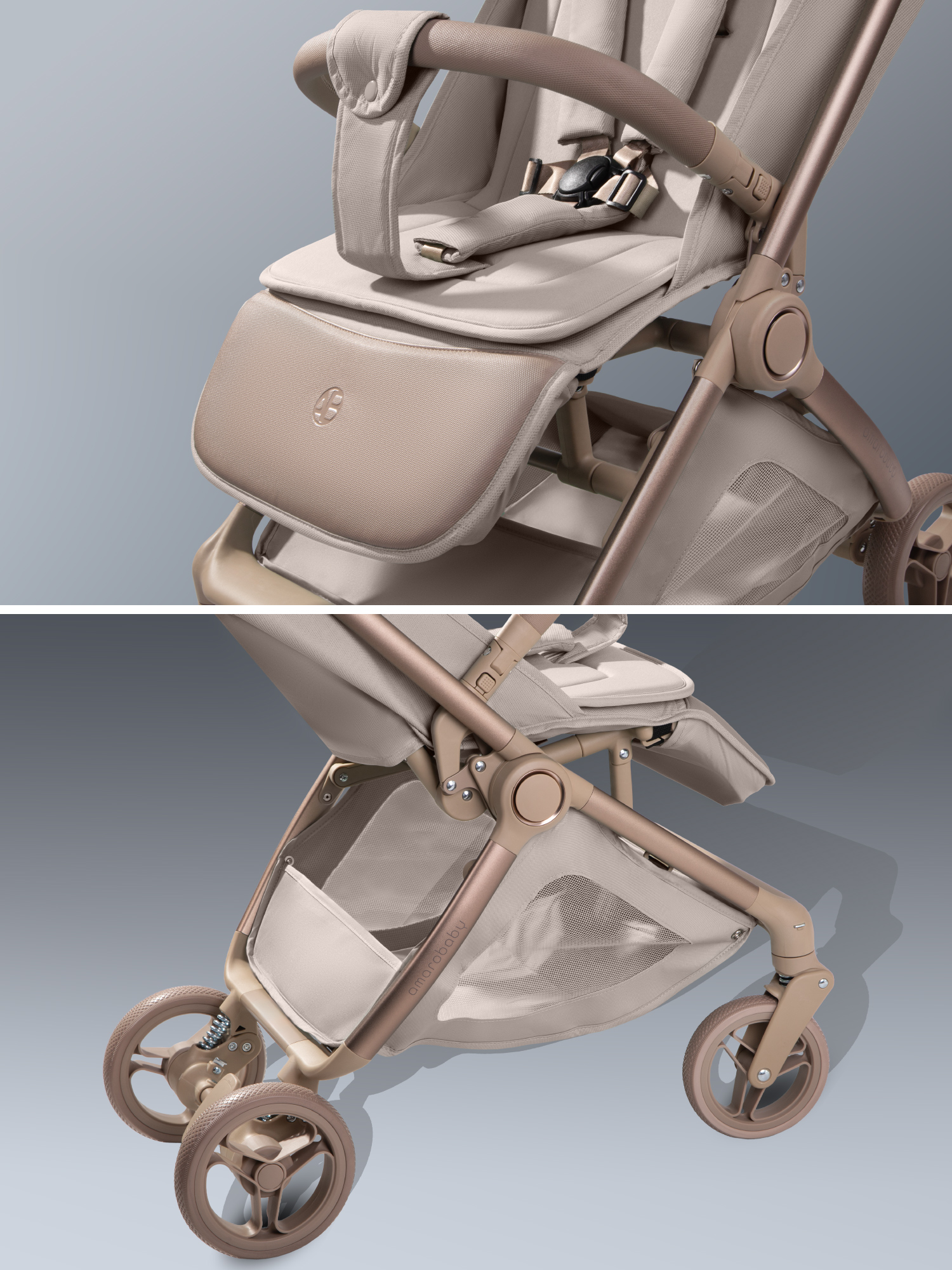 Коляска прогулочная Amarobaby Jaunt бежевый - фото 25