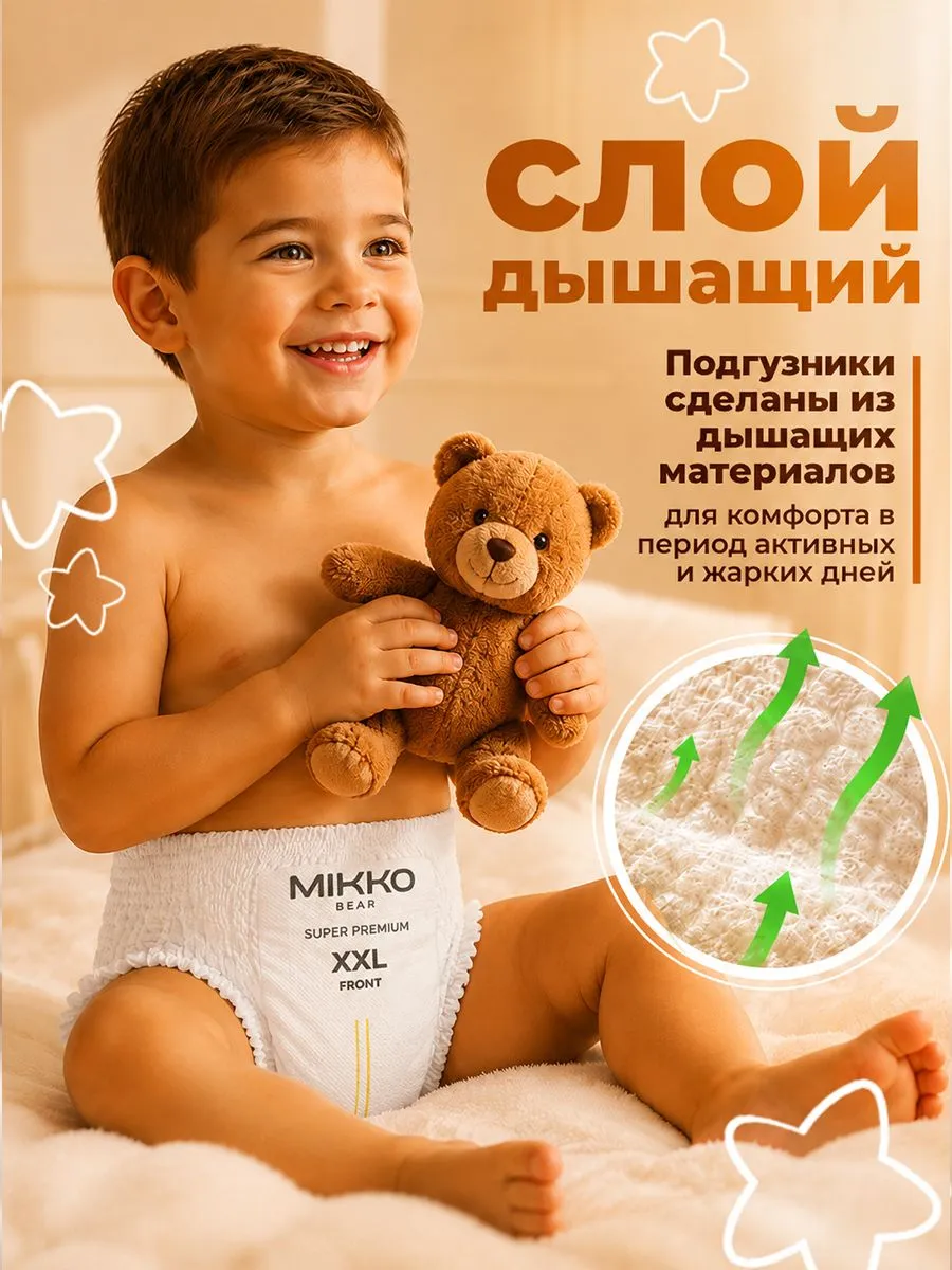 Подгузники Mikko Bear Premium XXL (15-25 кг) 44 шт. - фото 5