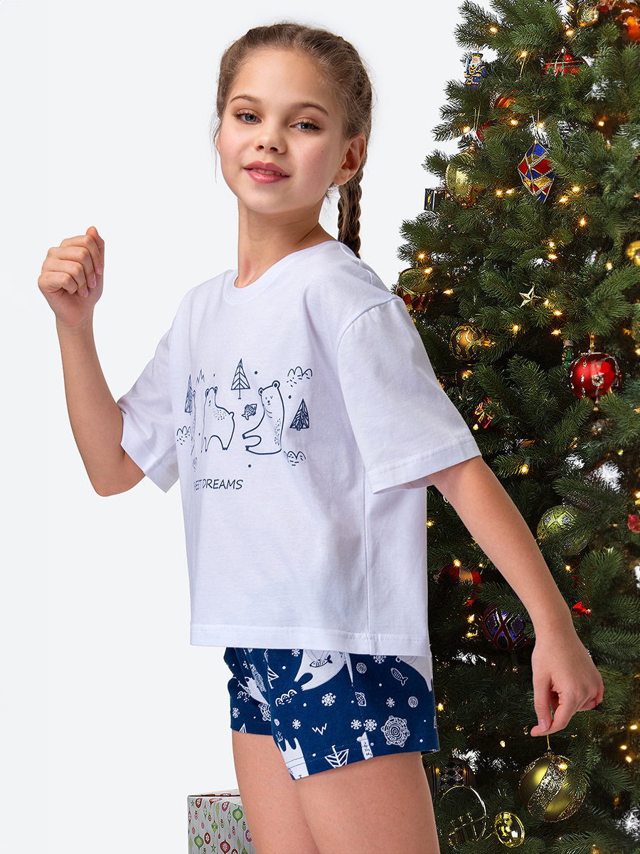 Пижама HappyFox HF5900DSPбелый.медведи.елки.на.чернильном - фото 1