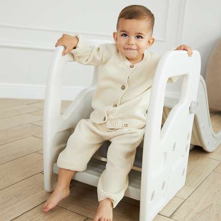 Горка детская 2 в 1 UNIX Kids Grey с подставкой для ног