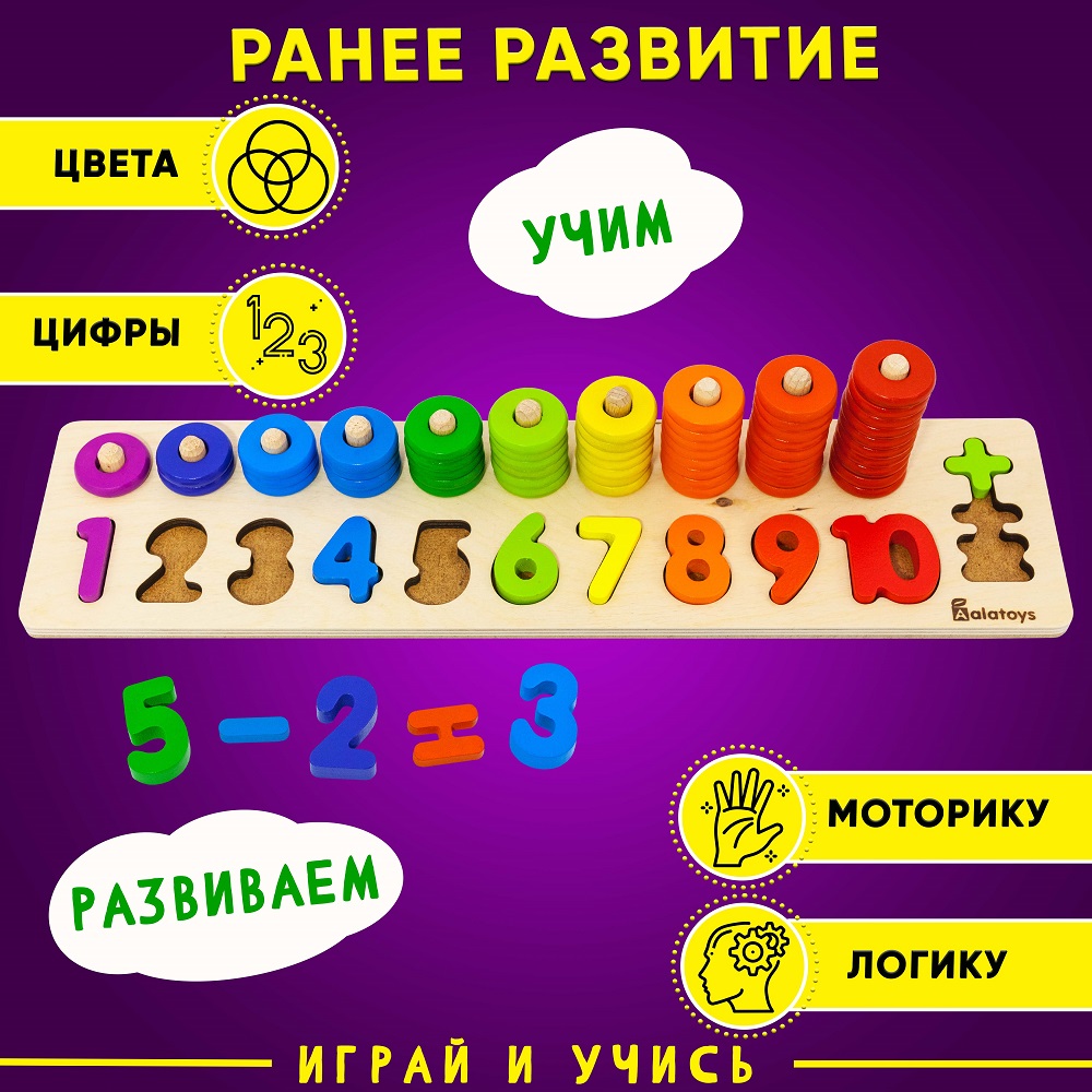 Игрушка Alatoys пирамидка Счетовод в ассортименте - фото 2