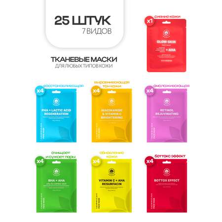 Маска тканевая NAME SKIN CARE набор ассорти Корея 25 шт.