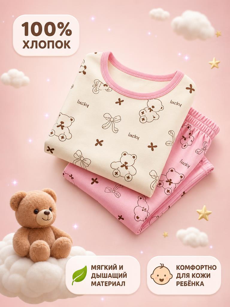 Пижама Bambooland summerlongpants_pinkbear - фото 4