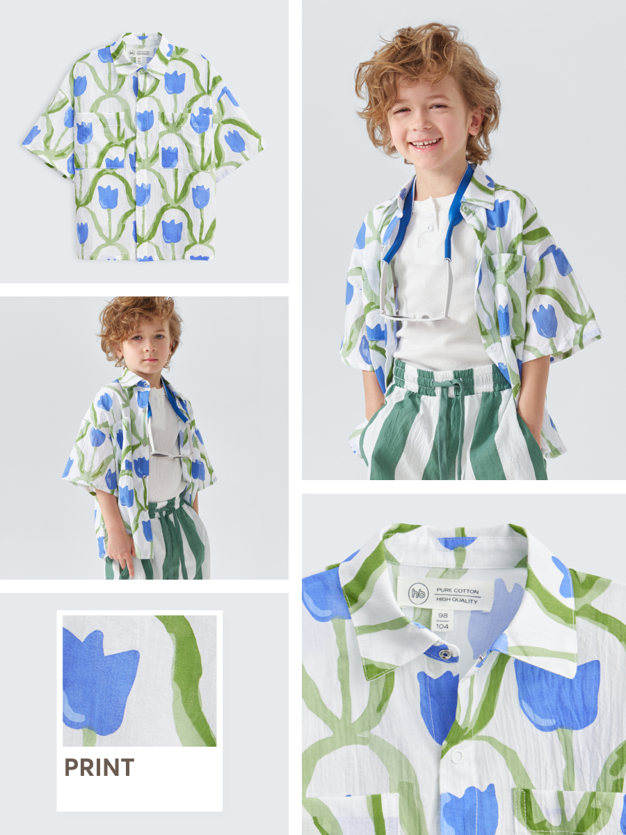 Рубашка Happy Baby 88116_blue-flower - фото 3