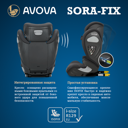 Автокресло Avova Sora-Fix Isofix 2/3 (15-36 кг) серый