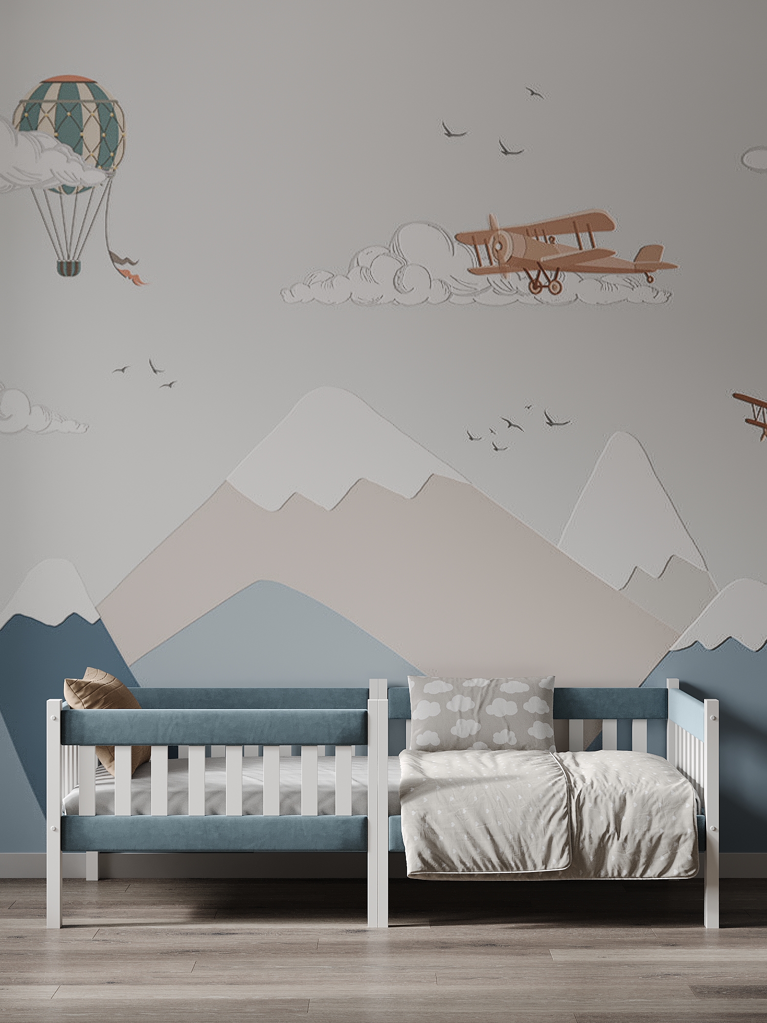 Кровать подростковая Moms charm (серый, синий) - фото 11