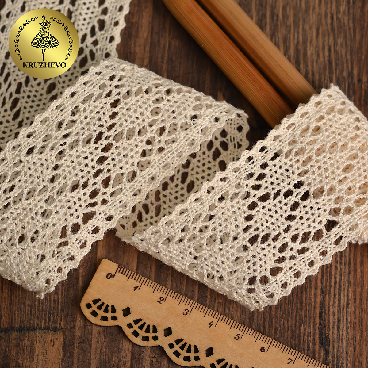 Кружево вязаное хлопковое KRUZHEVO 40мм цв.молочный уп.2,5м - фото 4