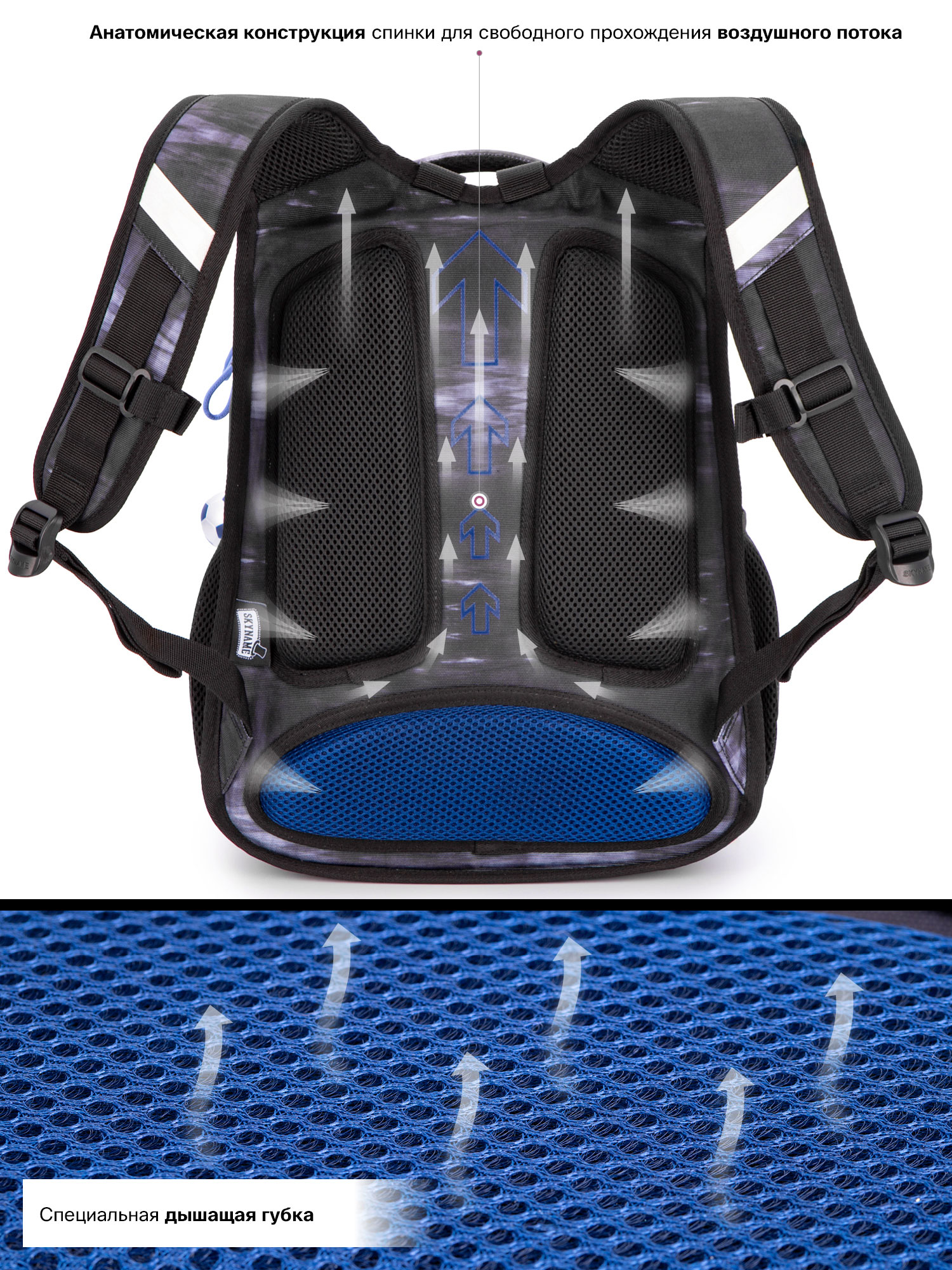 Рюкзак SkyName 17л анатомическая спинка+мячик - фото 7
