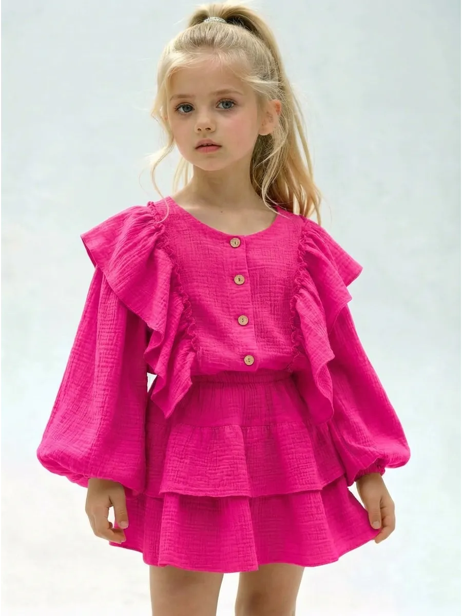 Блузка и юбка Leli dress костюм_муслин_с_юбкой_фуксия - фото 1