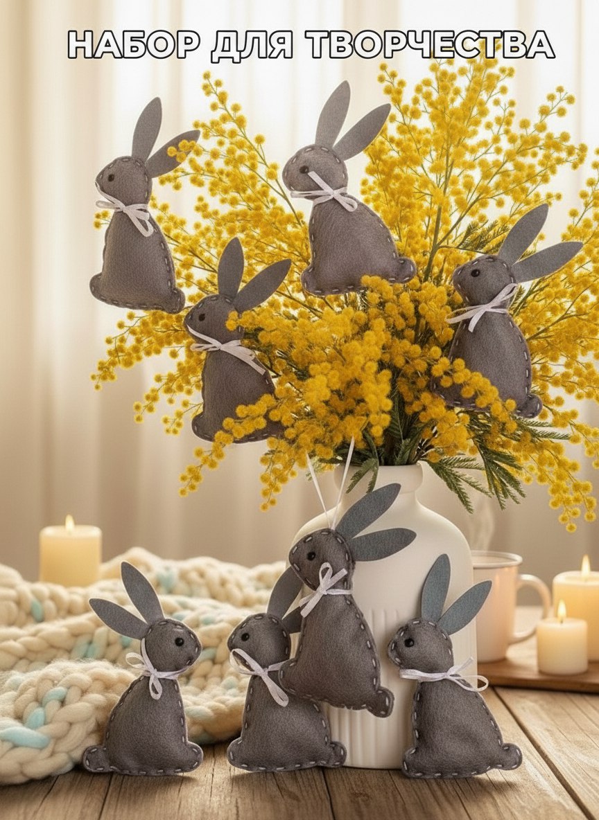 Набор для творчества HappyLine шитье Пасхальные зайчики - фото 1
