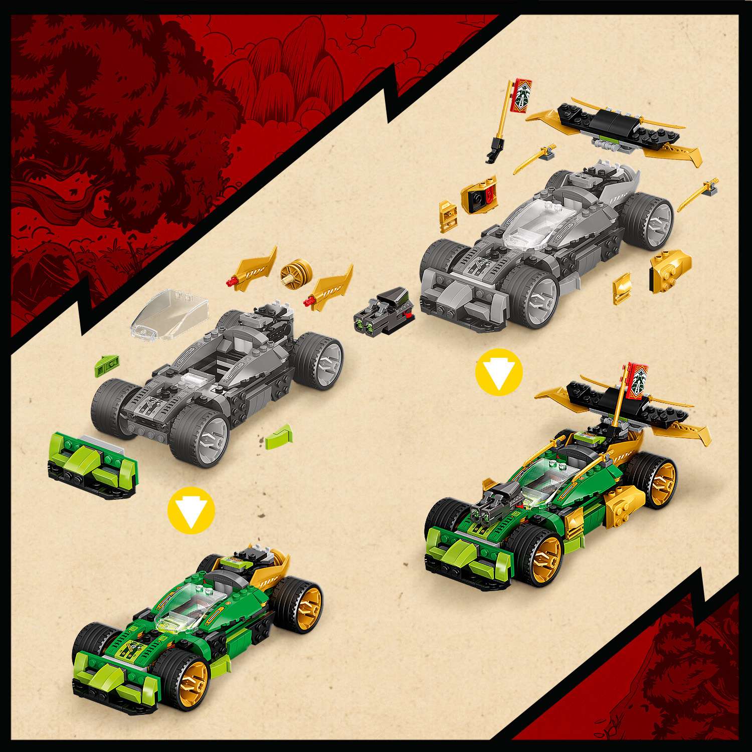 Конструктор LEGO NINJAGO Гоночный автомобиль ЭВО Ллойда блочный - фото 6
