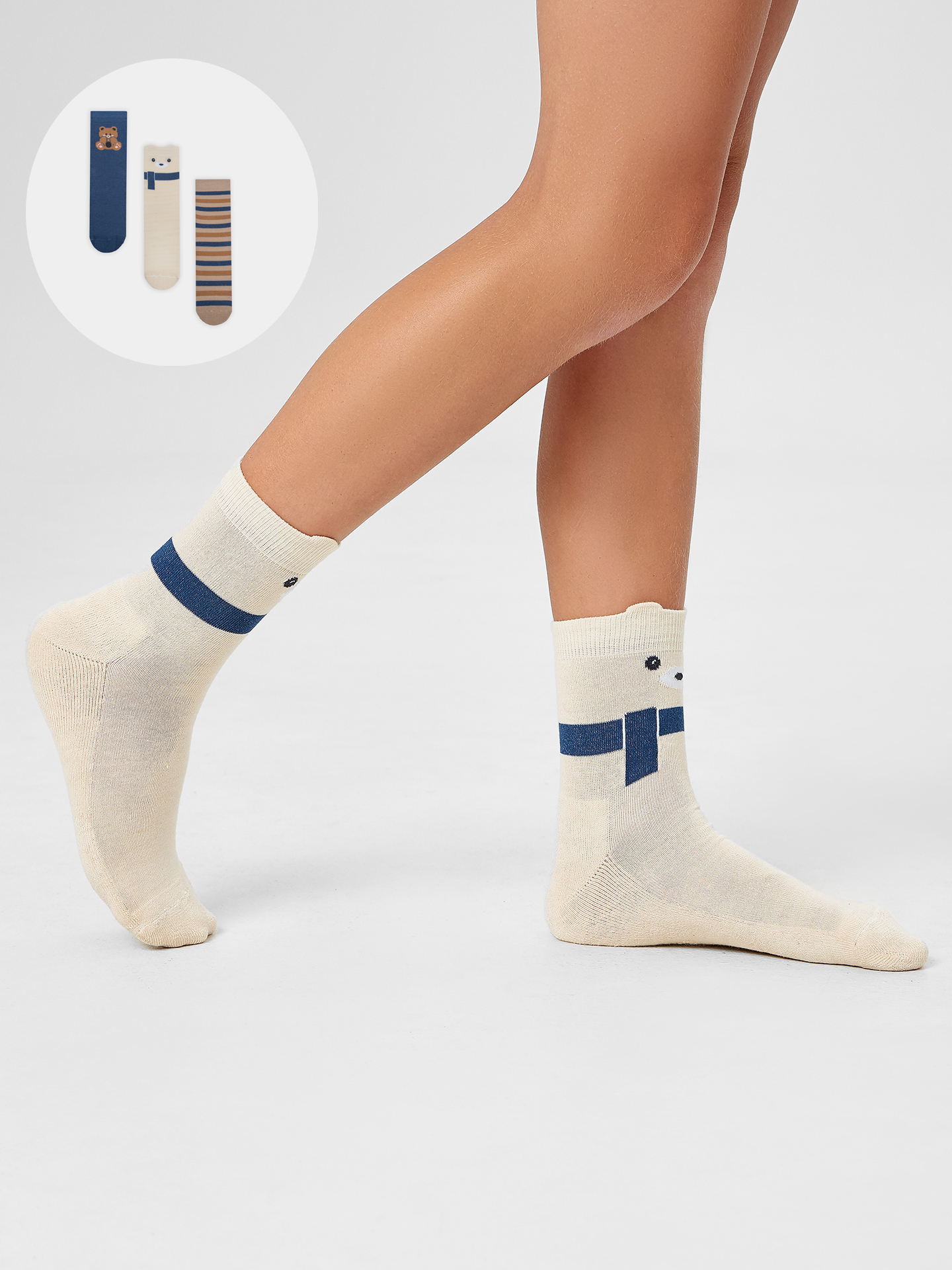 Носки 3 пары Mark Formelle (Марк Формэль) 504A-2925/нюдовый /капучино /джинсовый/ - фото 1