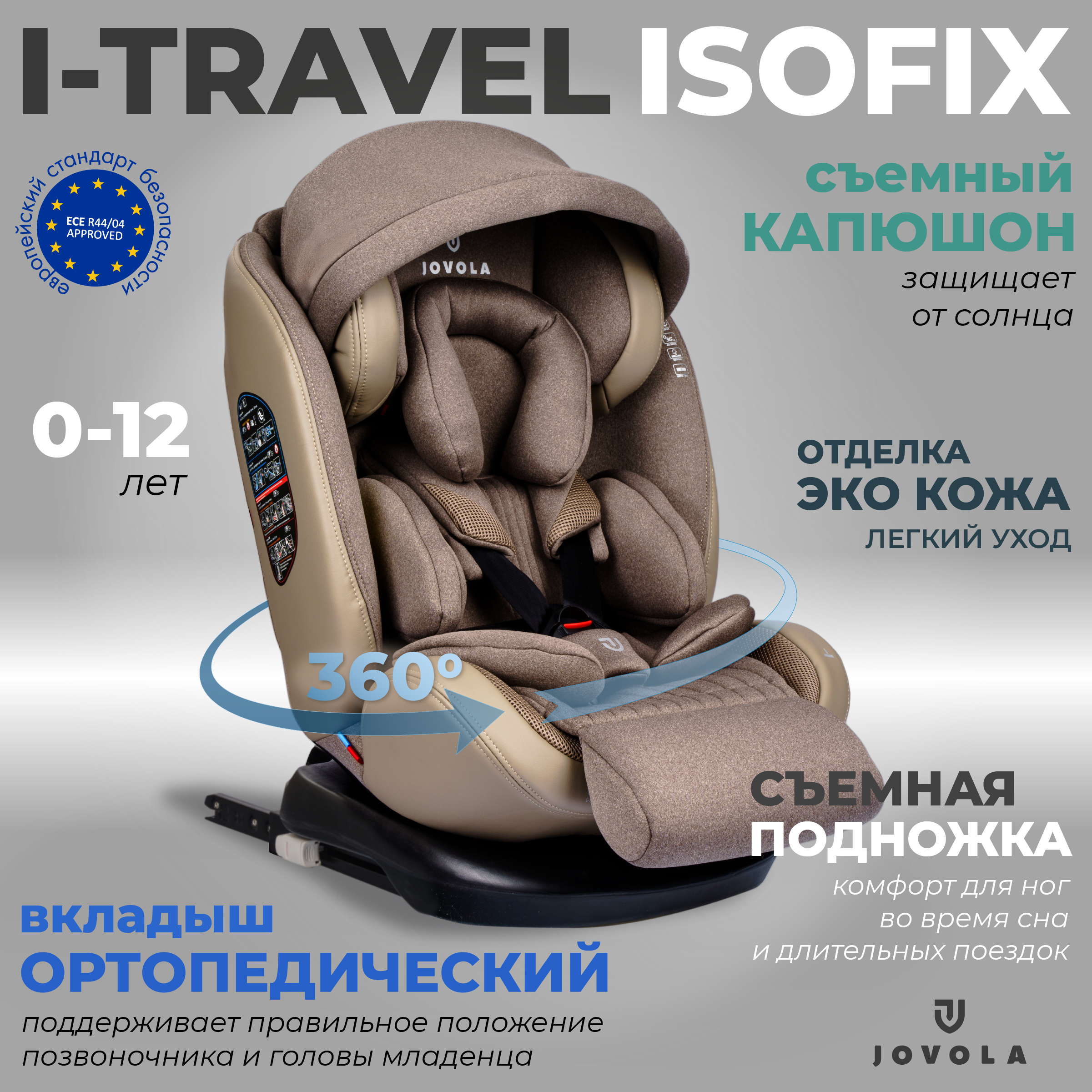 Автокресло JOVOLA I-TRAVEL Isofix 0+/1/2/3 (0-36 кг) - фото 1