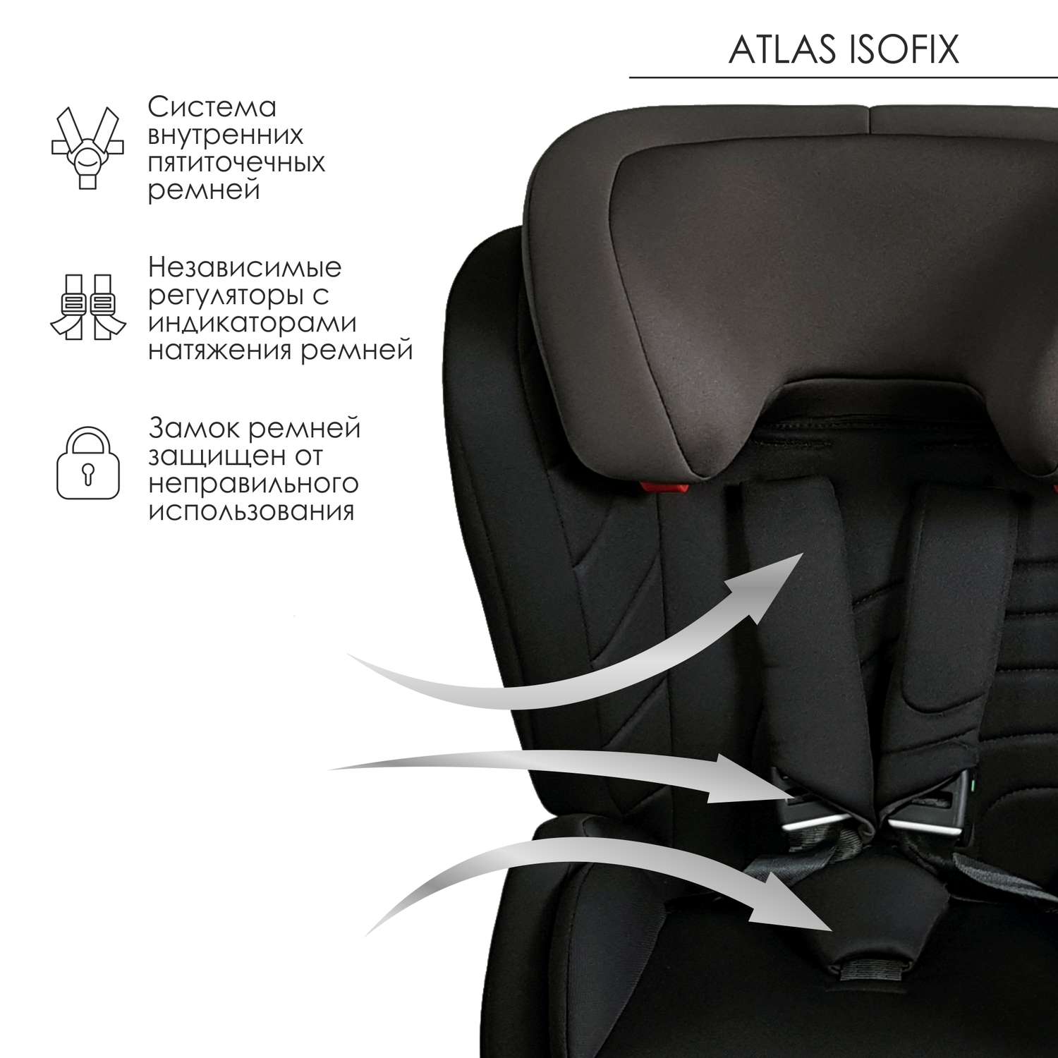 Автокресло Olsson Atlas Isofix Black-Gray Isofix 1/2/3 (9-36 кг) - фото 5