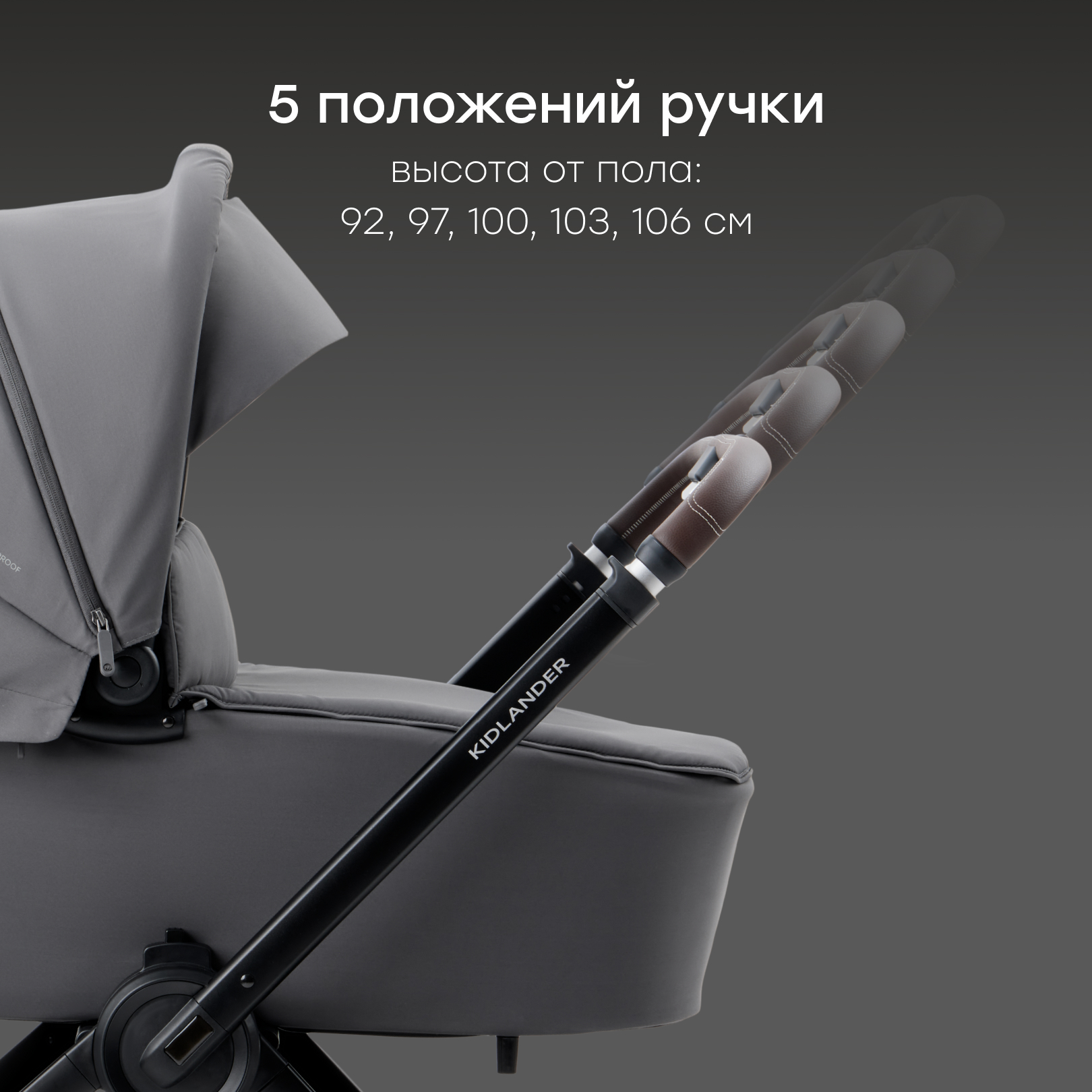 Коляска 2в1 Happy Baby Kidlander dark grey - фото 7