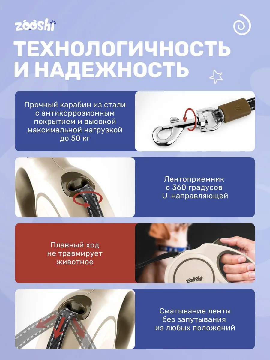 Поводок для собак мелких пород рулетка 5м 20кг - фото 3