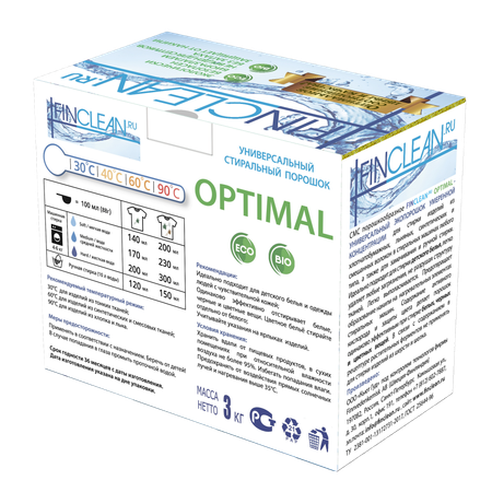 Стиральный эко-порошок FINCLEAN.RU Optimal 3 кг - 24 стирки универсальный умеренной концентрации