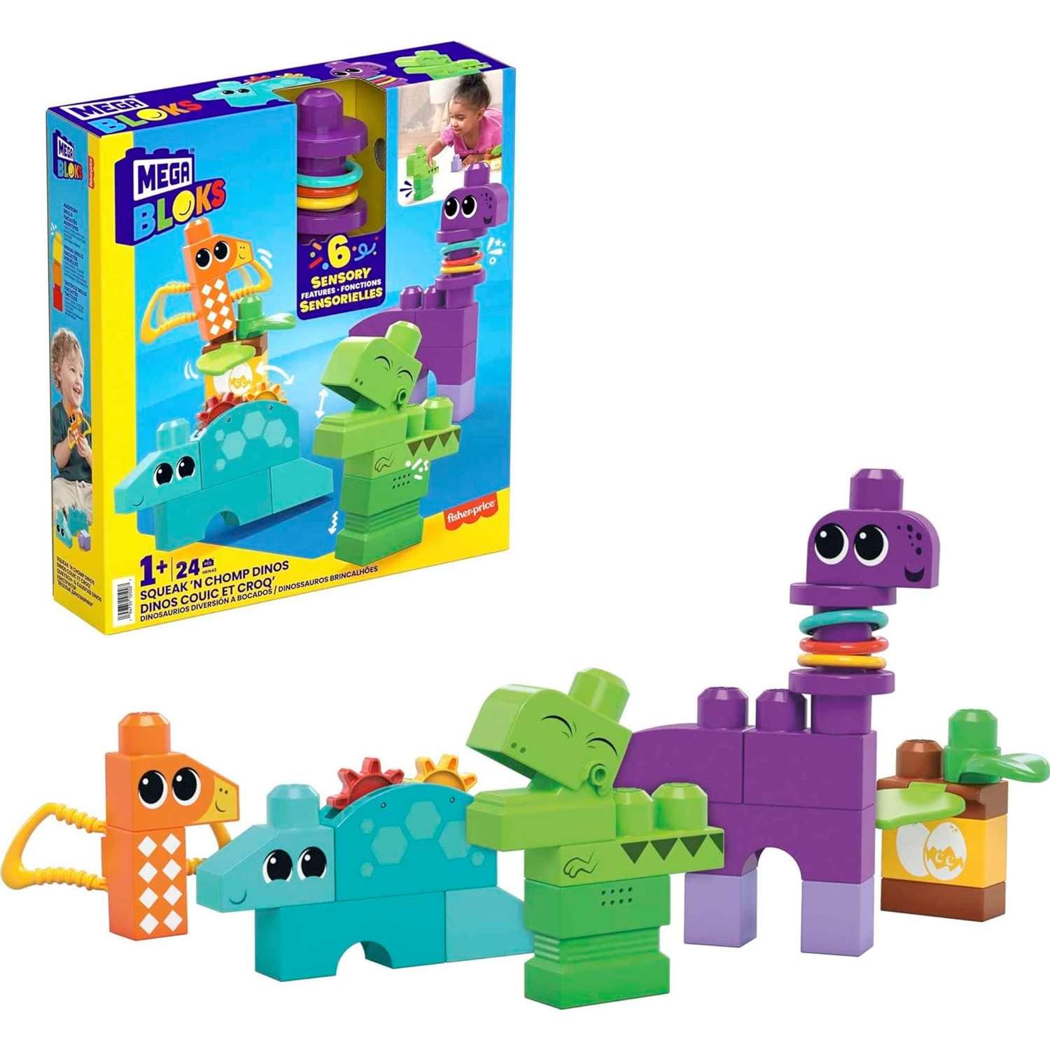 Конструктор Mega Bloks Squeak n Chomp Dinos блочный - фото 1