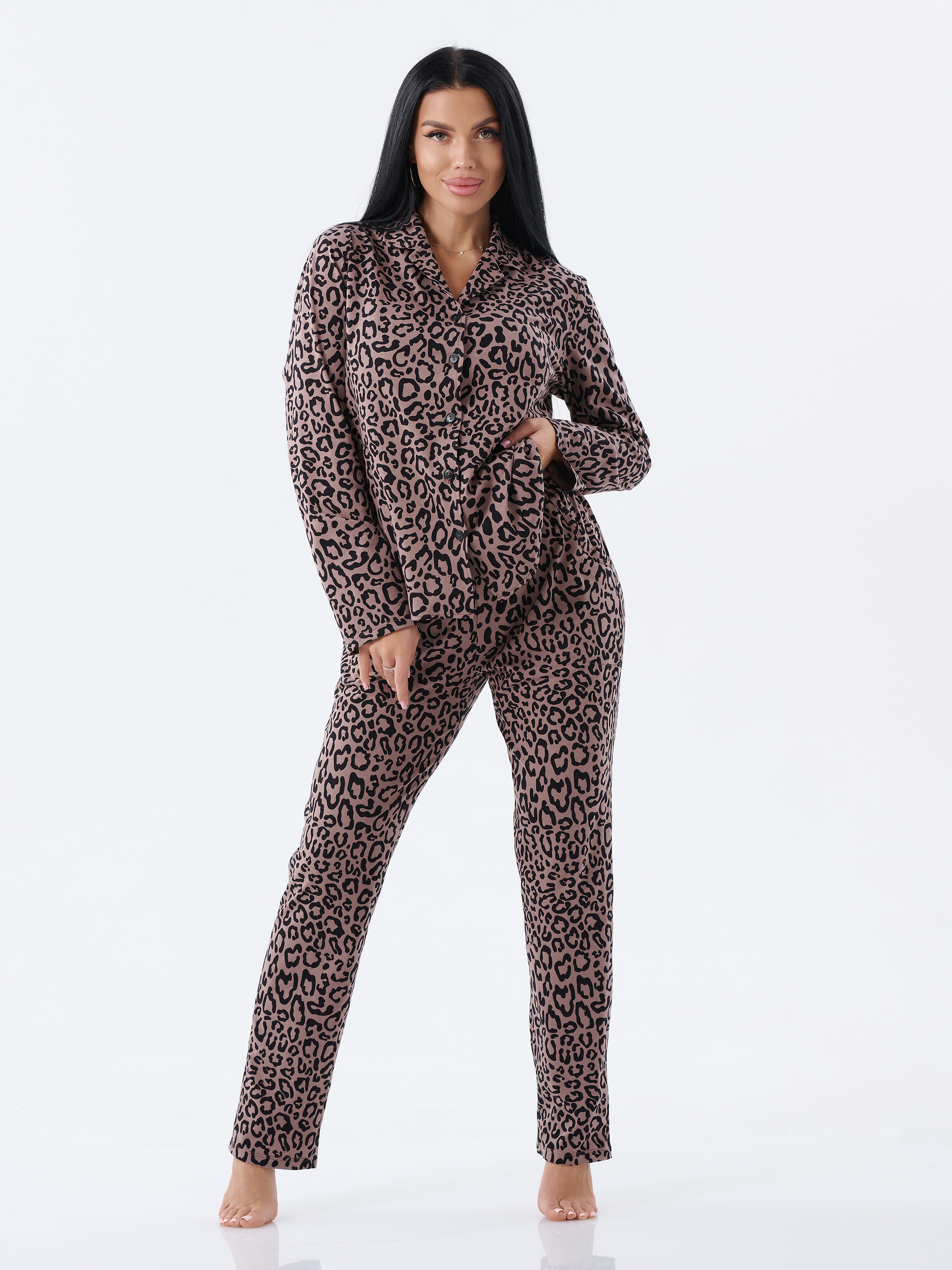 Пижама КрутышОк ТЖ-029 капучино, леопард - фото 1