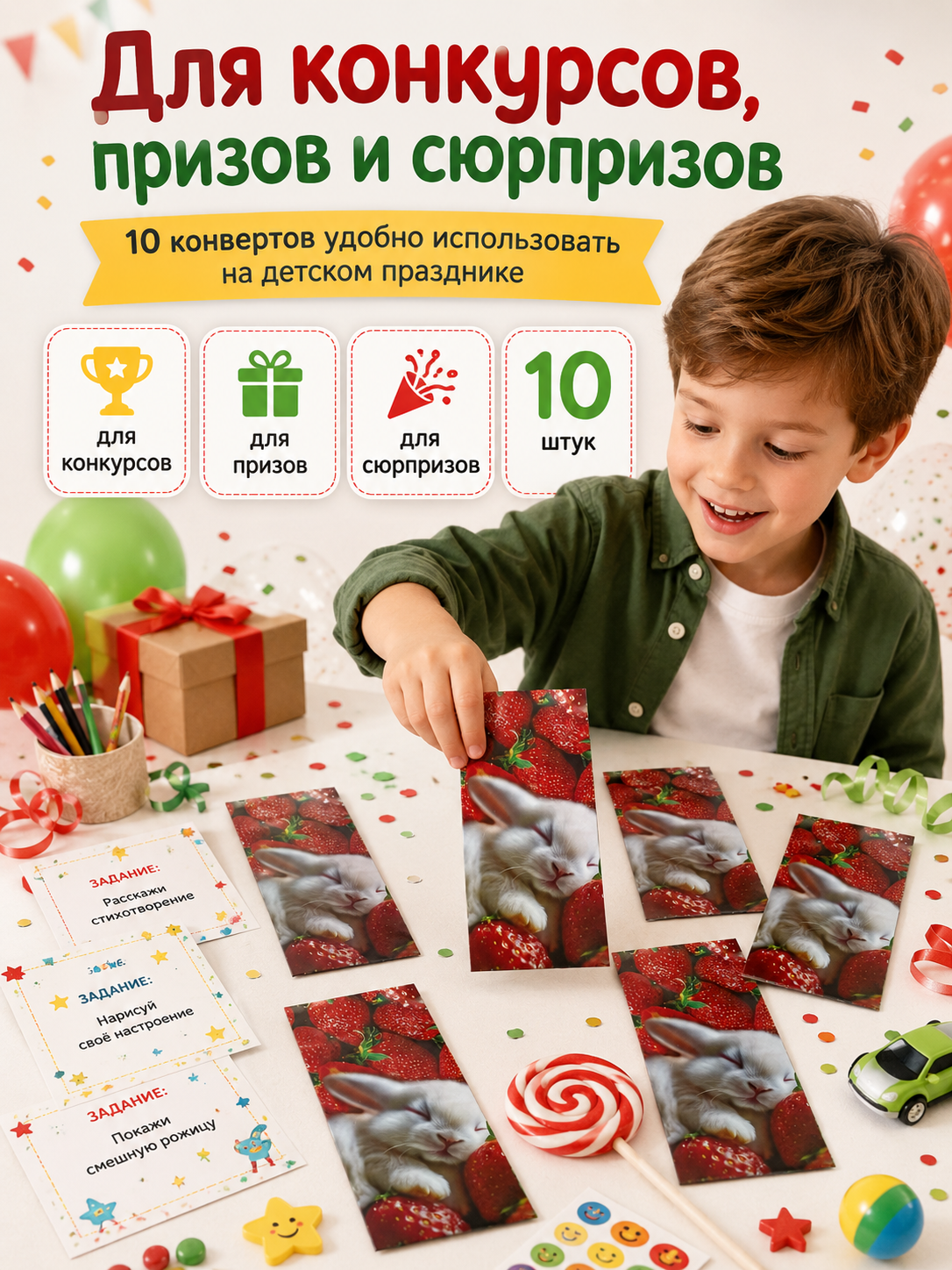 Конверты для денег детские Филькина Грамота со спящим кроликом и клубникой 10 шт - фото 9