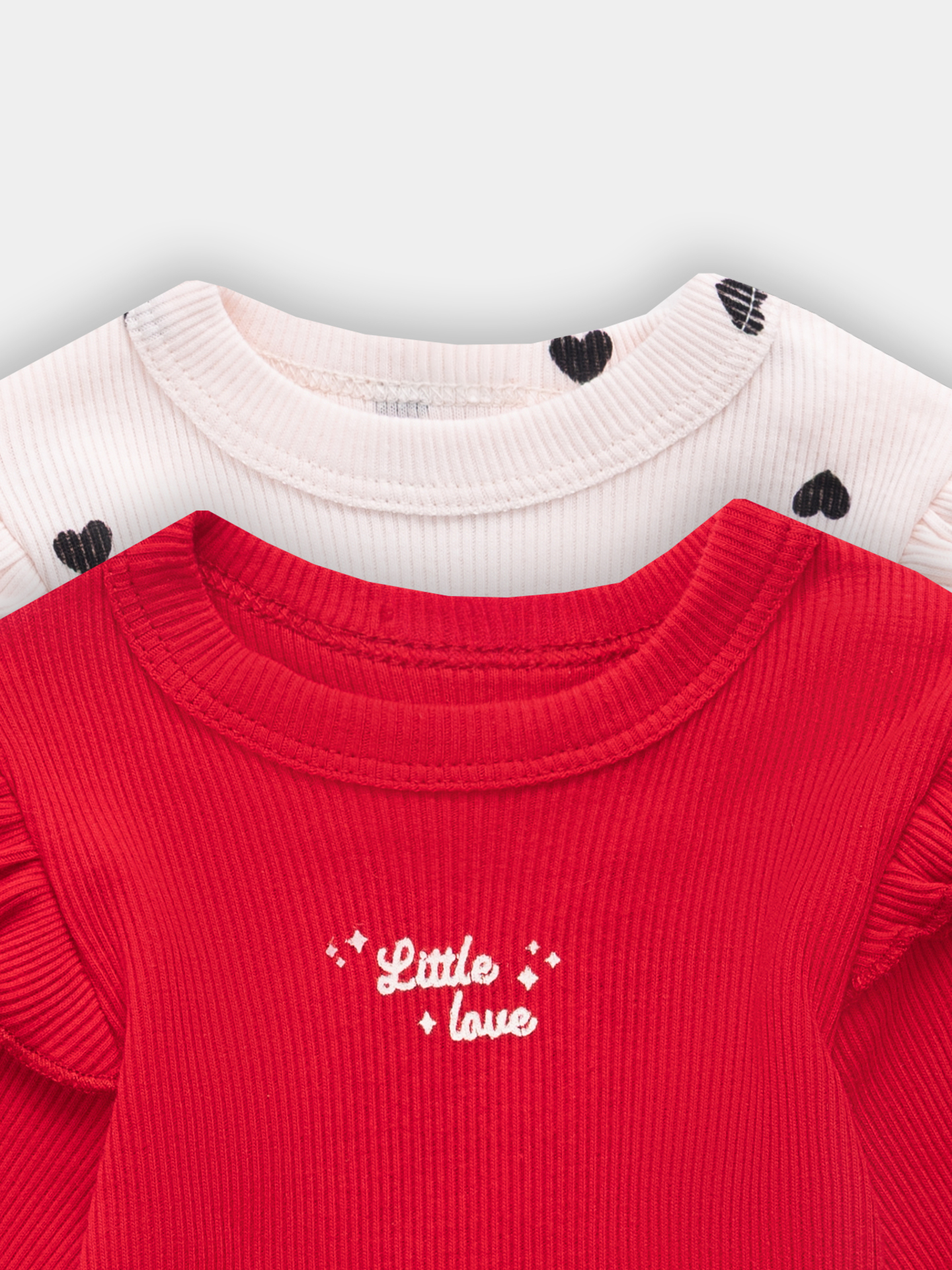 Боди 2 шт Mark Formelle (Марк Формэль) 13017-2/красный +сердца на св.розовом - фото 6