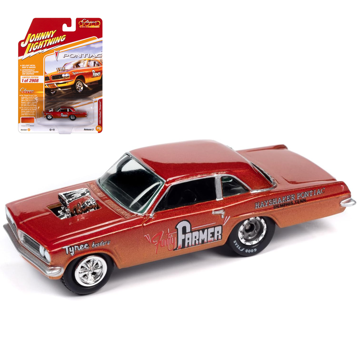Автомобиль Johnny Lightning 1963 Pontiac Tempest 1:64 JLCG032A-R2-N3 - фото 1