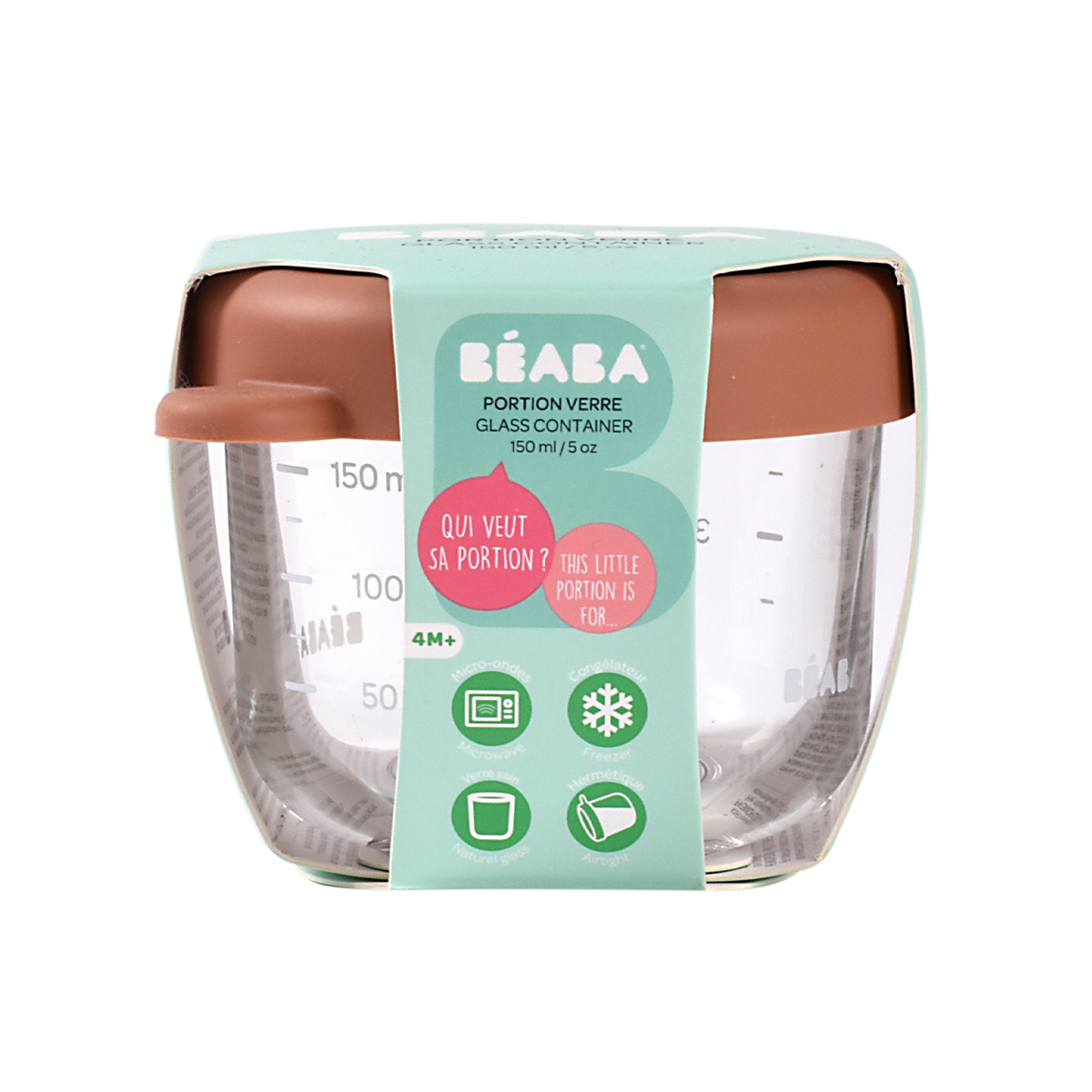 Контейнер для детского питания и молока BEABA 150 мл с крышкой, стекло коралловый - фото 5