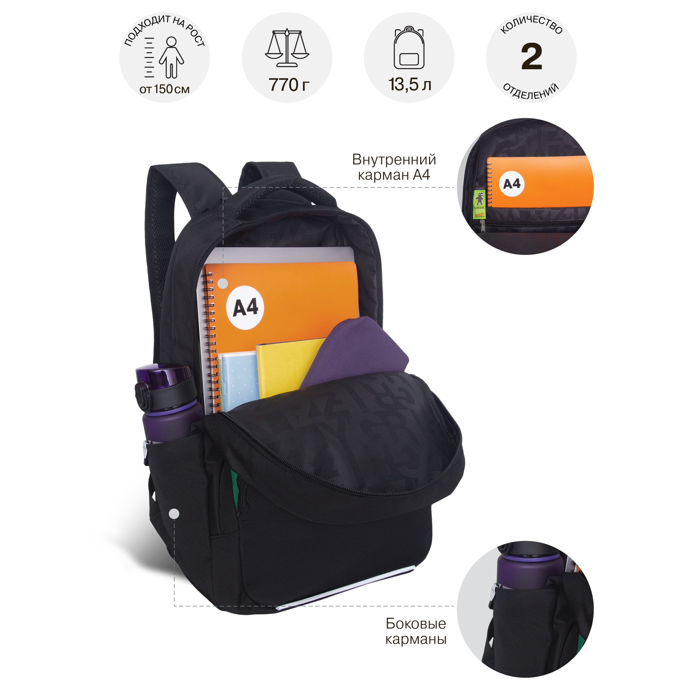 Рюкзак Grizzly Надпись - фото 8