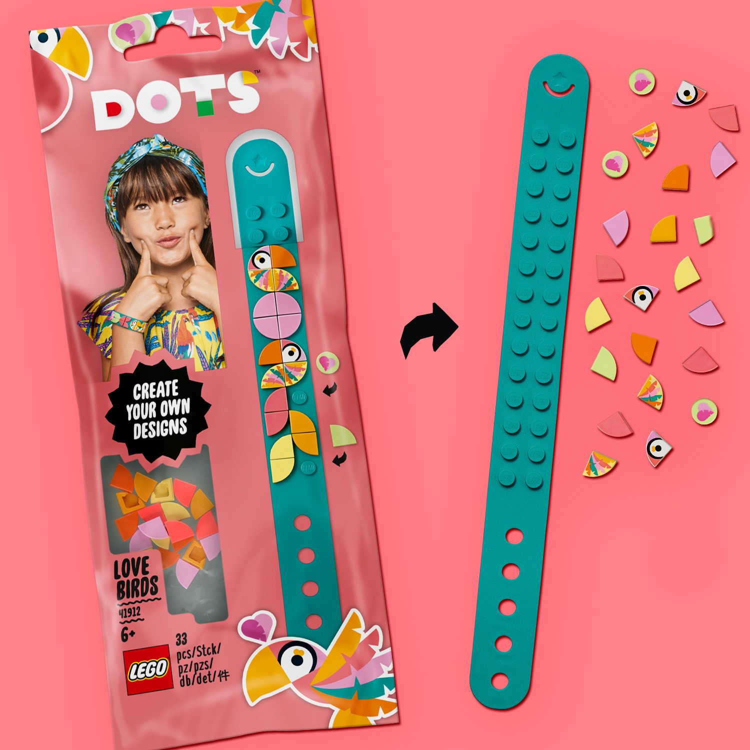 Конструктор LEGO DOTS Браслет Попугайчики 32 дет. - фото 9