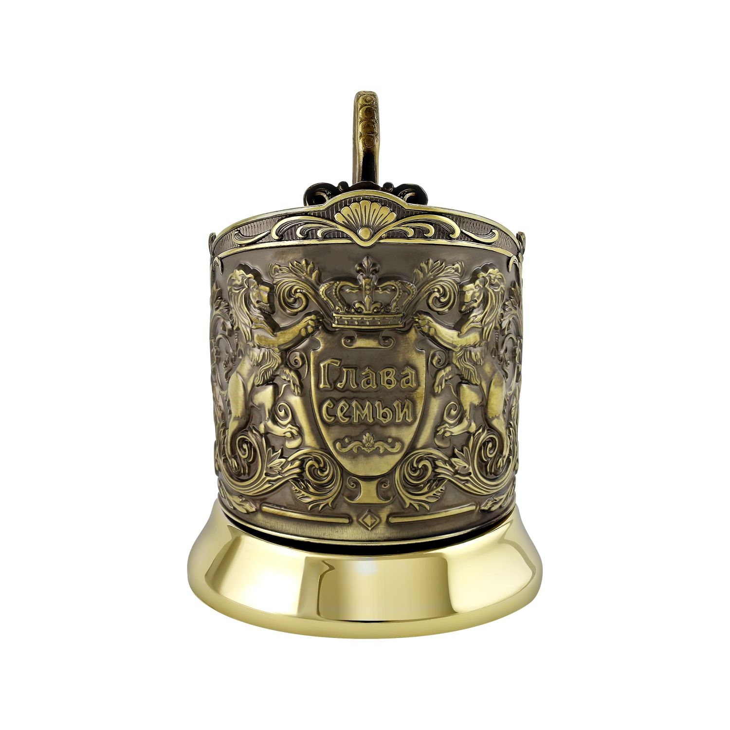 Подстаканник со стаканом Кольчугинский мельхиор Глава семьи латунный - фото 7