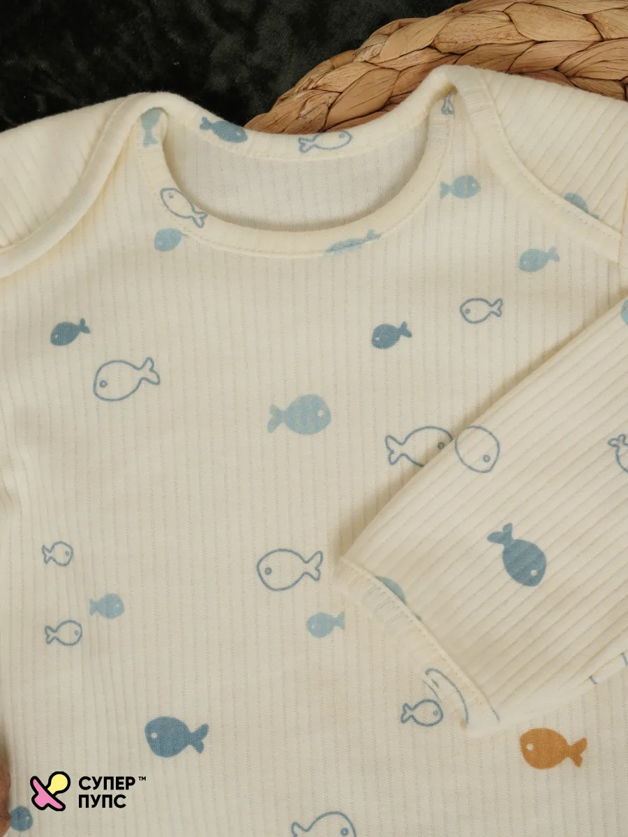 Боди 3 шт Супер Пупс нбр/3пр/бд/sk20/полоска/рыбки - фото 26