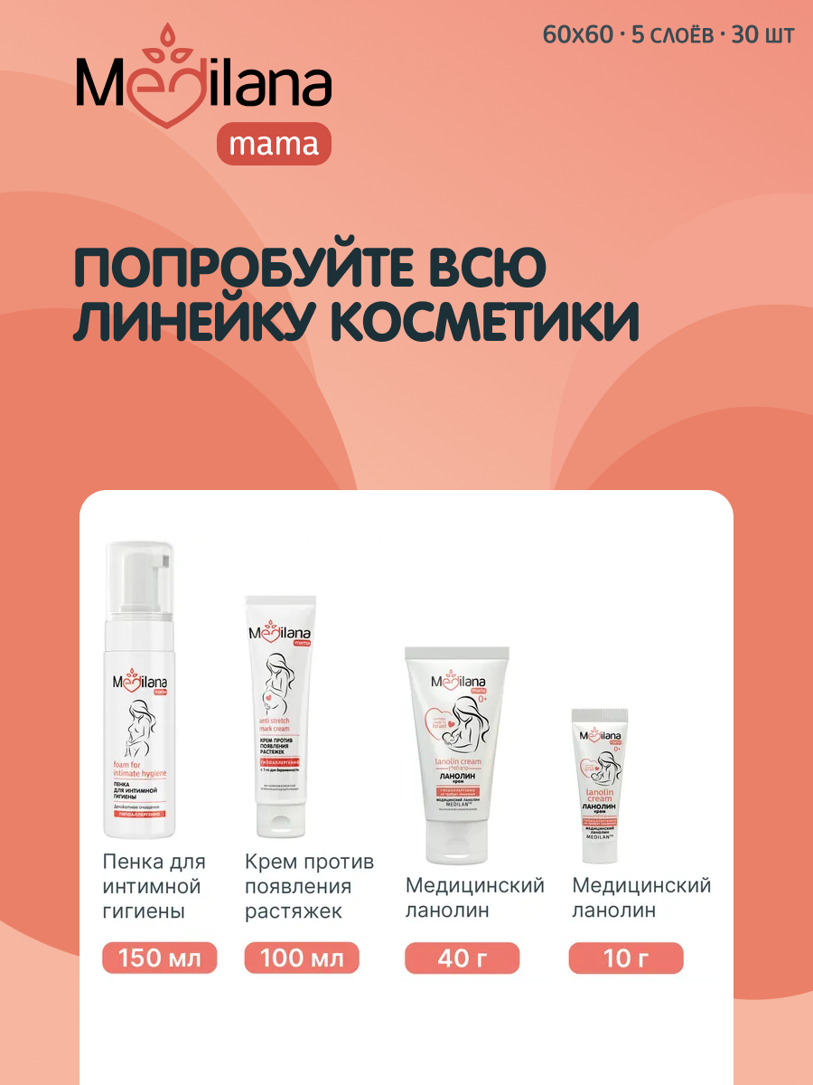 Пелёнки одноразовые MEDILANA 60х60 см 30 шт. - фото 10