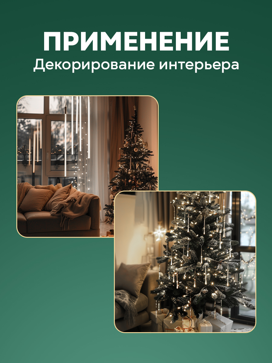 Светодиодная гирлянда NEON-NIGHT Тающие сосульки 8 шт. х 50 см белое свечение 256-313-6 - фото 3