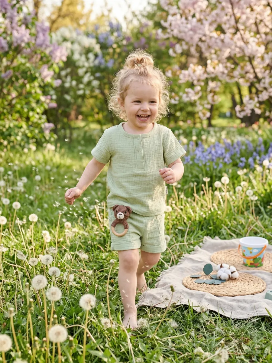 Рубашка и шорты Супер Пупс кост/мус/рубшорты/лайм - фото 10