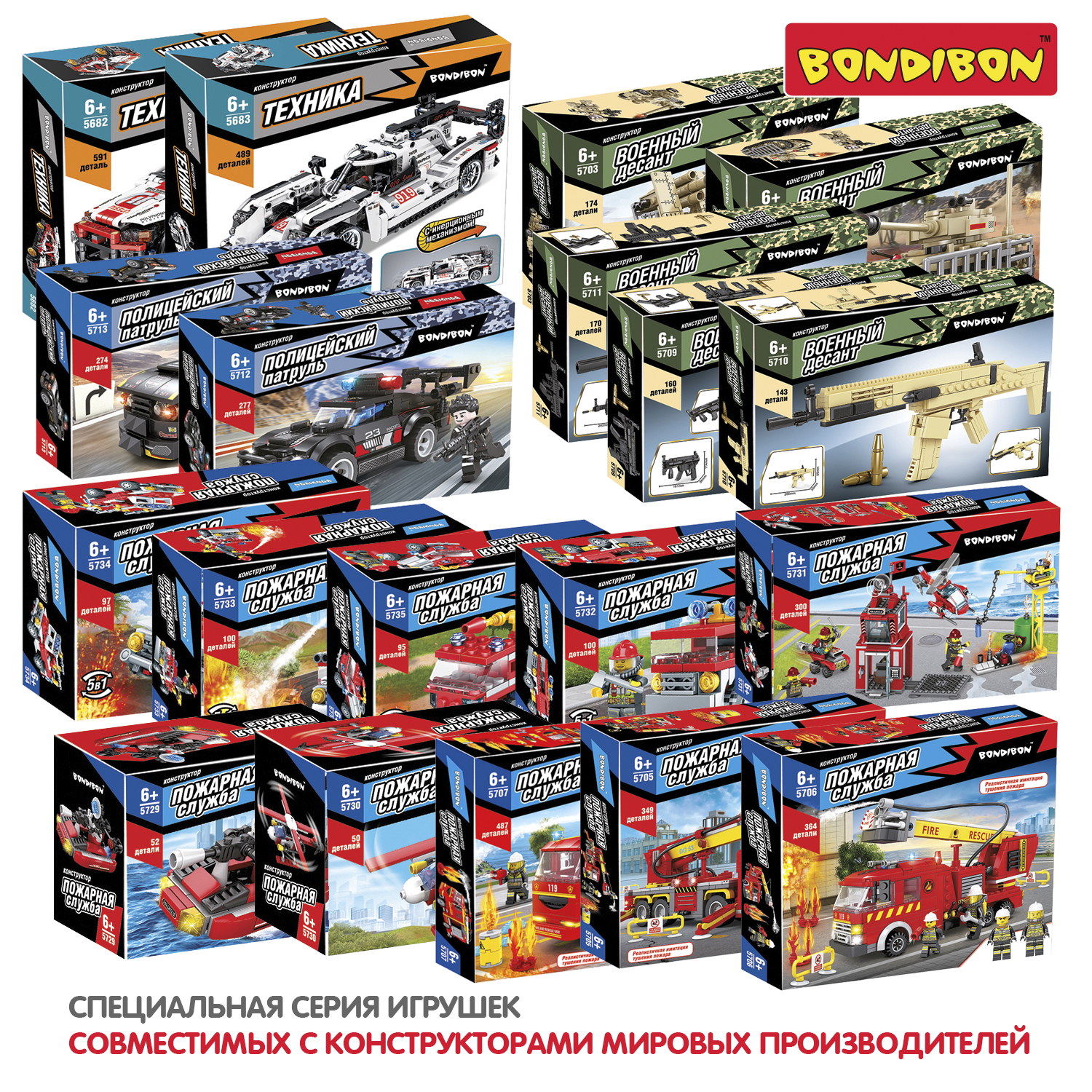 Конструктор Bondibon Пожарная Служба Машина 5в1 сборная игровая модель - фото 9