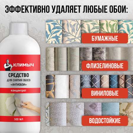 Концентрат КЛИМЫЧ для удаления обоев и клея со стен